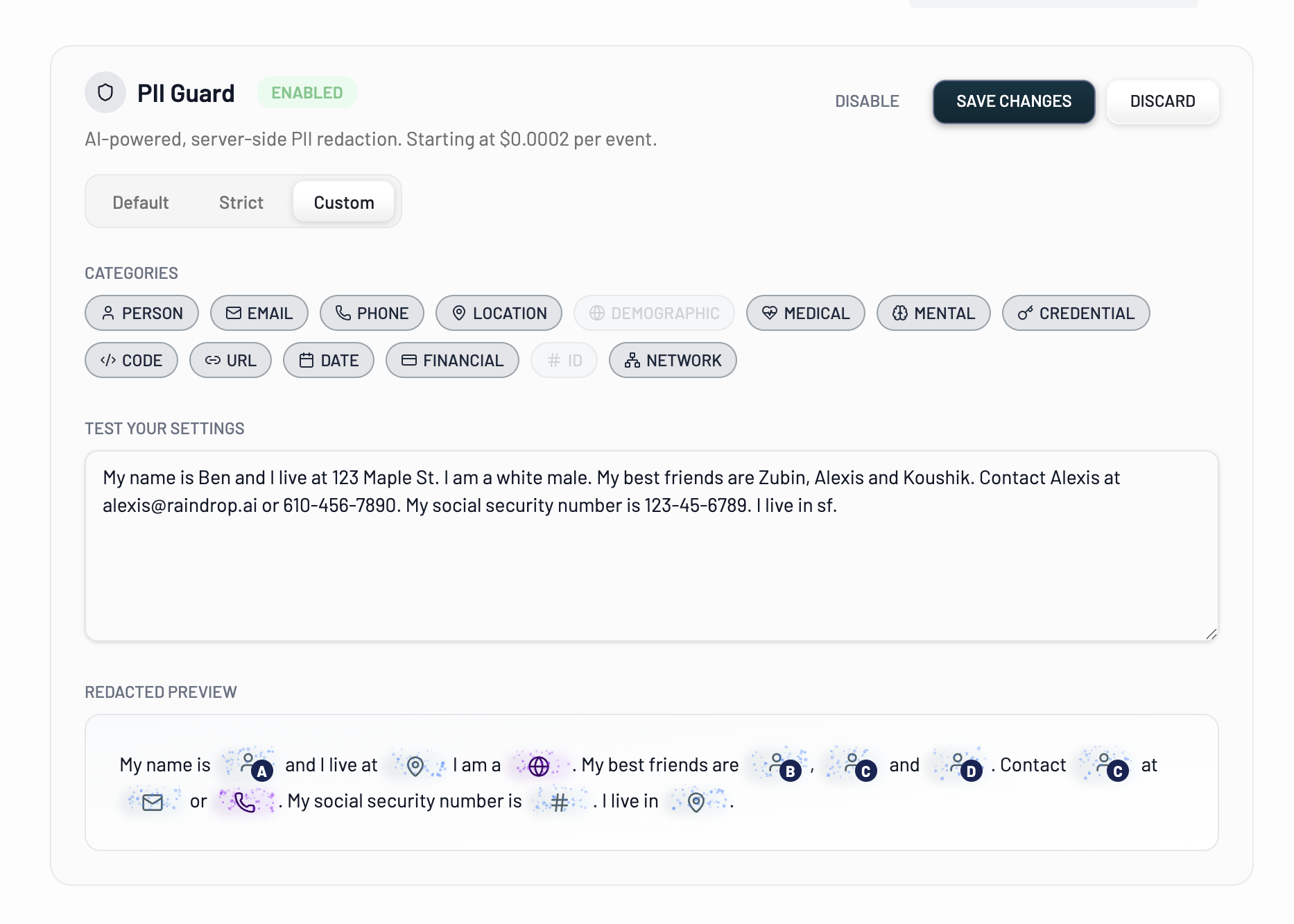 Raindrop dashboard showing issue tracking